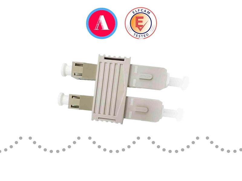 Elfcam - Fiber Optic Adapter Multimode Duplex LC/UPC Female to SC/UPC Male, Pack of 5 - Image 1